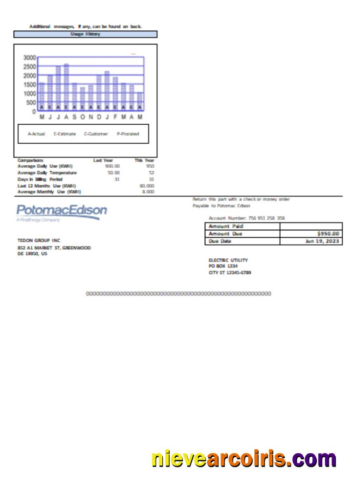 Potomac Edison utility business bill, page 2
